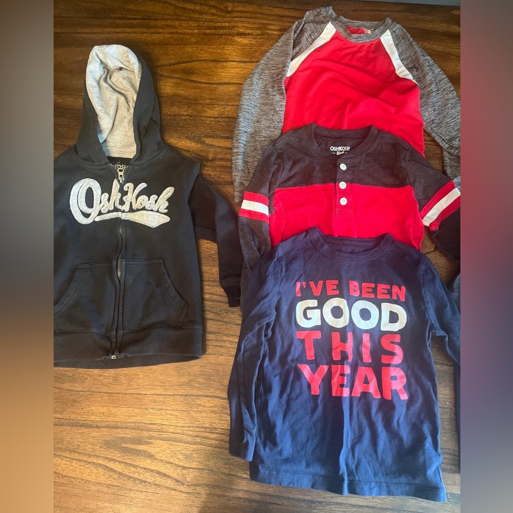 4 Oshkosh Boy Size 4 Sweatshirt & 3 Longsleeved Shirts